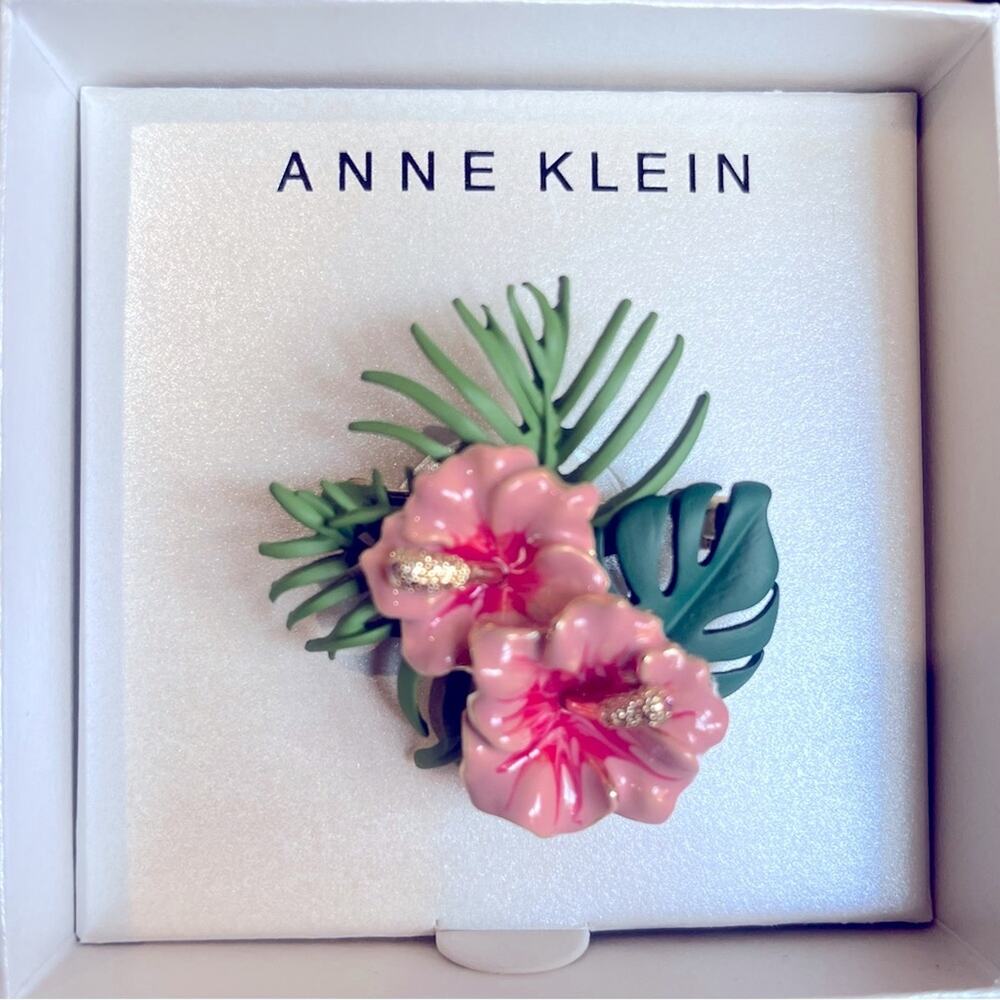 Anne Klein Gold Tone Double Hibiscus